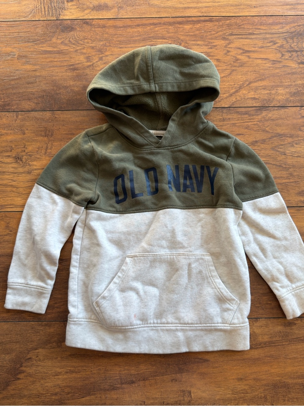 Old Navy Boys' Olive and Light Gray Hooded Pullover